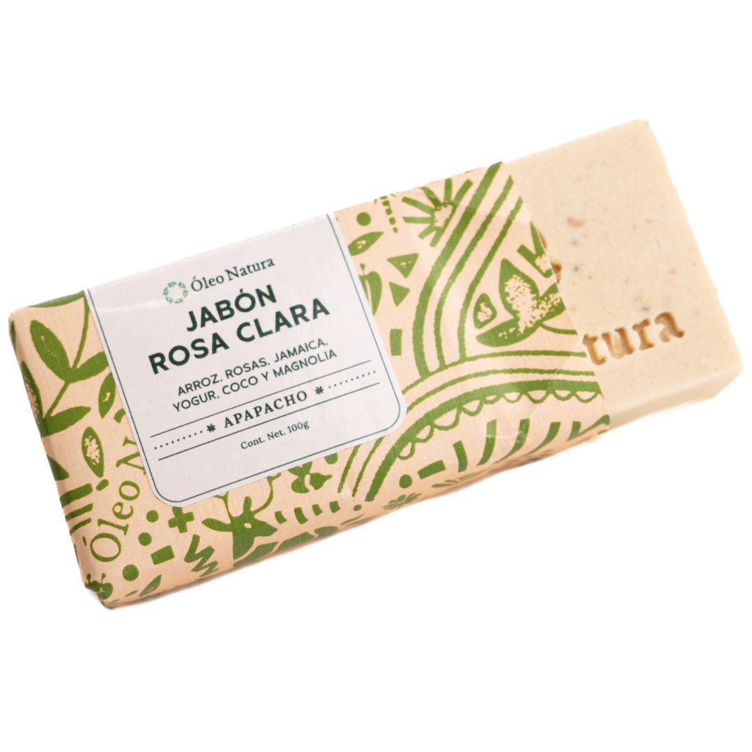 Jabón Rosa Clara con Rosas y Arroz | Luminosidad y Exfoliación Suave